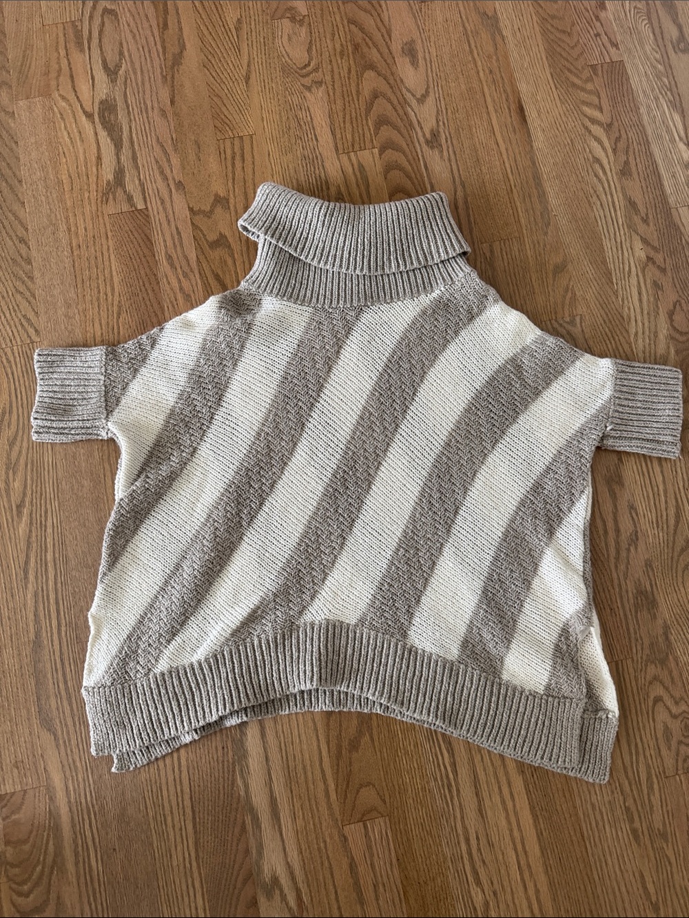 Old Navy Cream and Taupe Striped Cowl-Neck Sweater